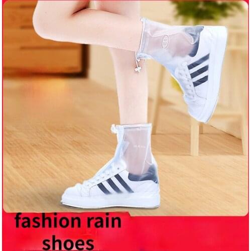 New Waterproof Rain Shoe Cover Men Women Fashion Rain Shoes Non-slip Thickened Wear Resistant Rain Boots Shoes for Girls Women