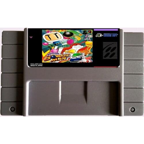 High Quality 16 Bit Super Bomber Man 5 NTSC Big Gray Game Card For USA Version Game Player