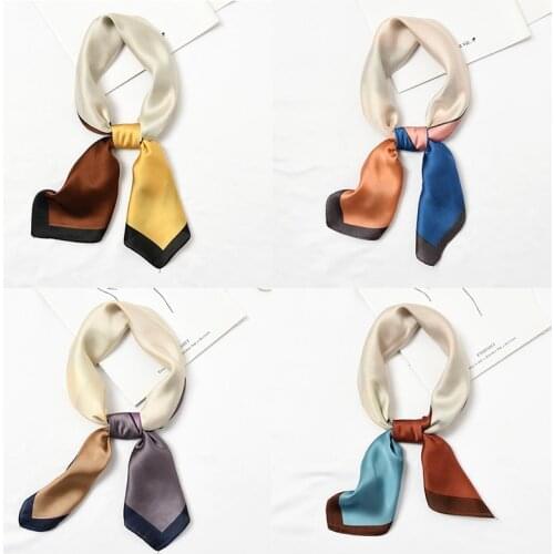 Yishine Wholesale 20pcs 4 Colors Multifunction Geometric Women Satin Wraps Scarves Shawl Polyester Silk Scarf Handkerchief