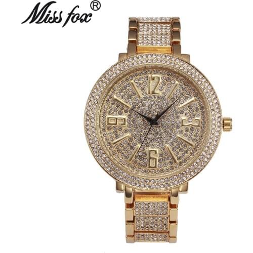 Miss Fox Women Watches Top Brand Luxury Stainless Steel Gold Casual Watch Ladies Business quartz watch hodinky Relogio Feminino