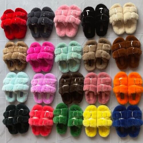 2021 Winter New Arrivals High Quality 100% Mink Fur Women Slippers Home Open Toe Comfortable Fashion Shoes Flat Heel Lazy Sandal