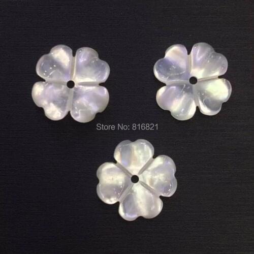 10 pieces/lot ) New 10mm Mother of Pearl White MOP Shell Beads Carved Flower Drilled focal Beads Charms