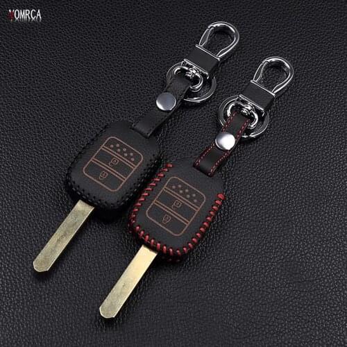 2 Buttons 100% leather car key case For Honda Accord Pilot CIVIC JAZZ CR-V Car key latest high quality car keys accessories