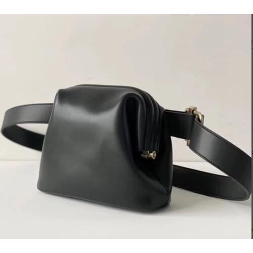 2021 Leather Bun Bag Ins Niche One-shoulder Messenger Leather Pig Nose Female Bag Wide Shoulder Belt Waist Bag