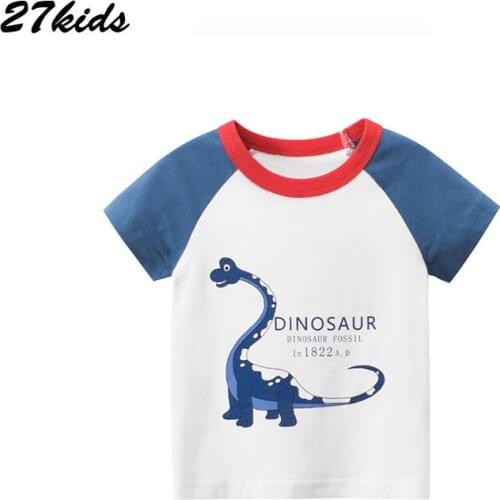 27kids Animals Print Dinasour Children Tops Tees Clothes Summer Shark Eat Fish Boys T Shirts Clothing Kids Shorts Sleeve