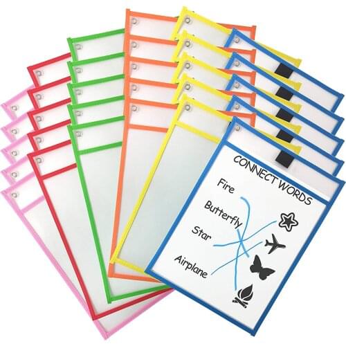 30 pack Dry Erase Pocket Sleeves Assorted Colors