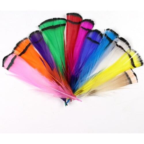 [50PCS] Lady Amherst Tippet Feather Natural White Red Yellow Pink Purple Green Color Fly Tying Fishing Streamer Intruder