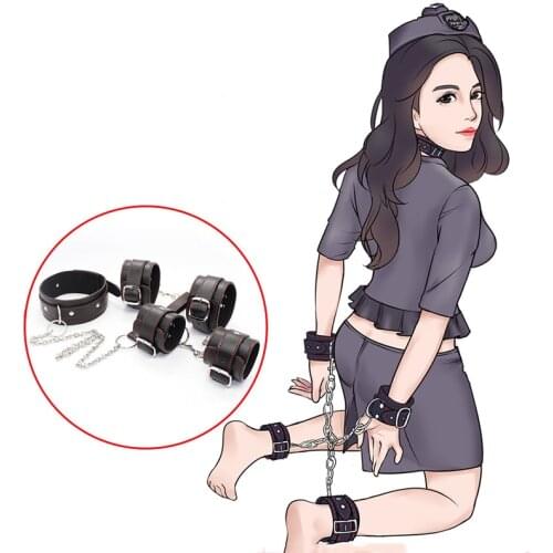 Bdsm bondage Handcuffs for Sex Toy Fetters Dog Collar Leatherwear Couple Flirting Tease Slave Training Shackles Binding Gift 1