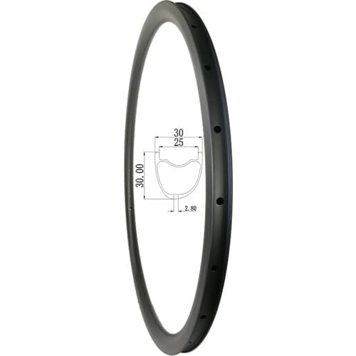 Asymmetry Hookless Gravel Bike 30mm Deep 30mm Width Disc Brake 700C/29" Carbon Rim 20H 24H 28H 32H 36H Cyclocross Bicycle Wheel