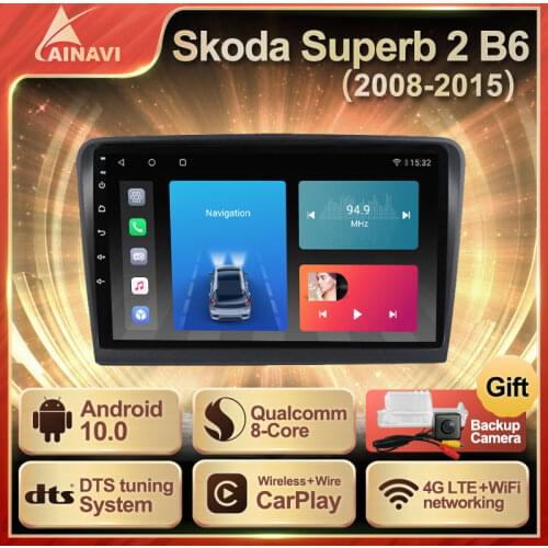 Car Radio Android10 QLED Screen For Skoda Superb 2 B6 2008-2015 Auto Stereo Multimedia Video Player Android Auto Carplay NO 2din
