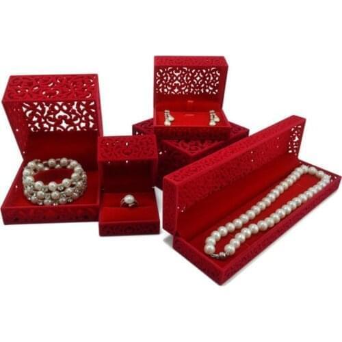 5pcs Velvet Jewelry Organizer Display for Ring Earring Pendant Necklace Gift Box Red Bracelet Packaging Holder Storage Boxes