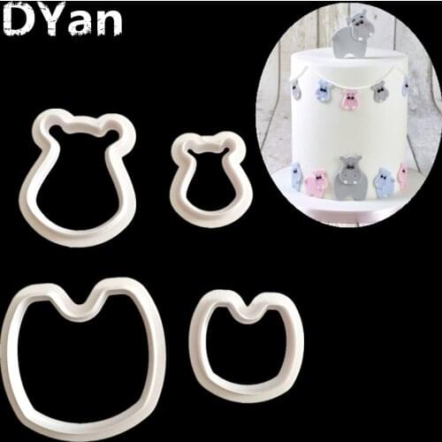 Free Shipping Kitchen DIY Creative 4Pcs Hippopotamia Candy Cake Printing Die Biscuit Mold Baking Mold Tool A1327