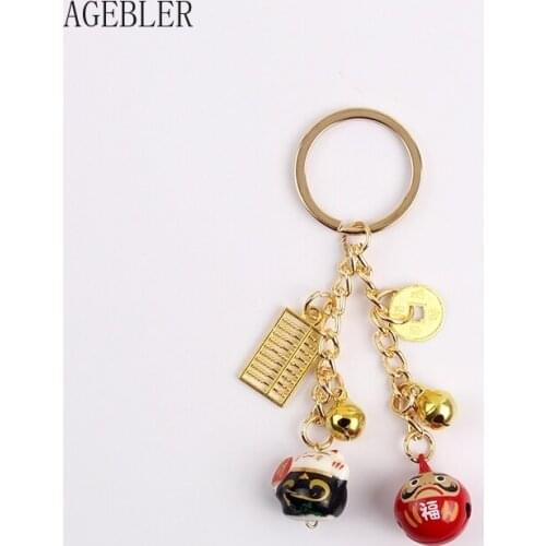 Kawaii Cartoon Anime Maneki Neko Creative Mobile Phone Jewelry Keyring Bag Accessories Car Pendant Metal Key Chain Gift