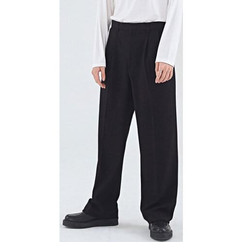 Wide leg pants mens loose straight tube summer thin style trend Korean vertical pants casual large suit pants