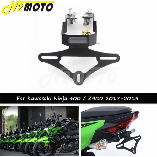 CNC Aluminum Motorcycle License Plate Holder Bracket Tail Tidy LED Light Fender Eliminator For Kawasaki Ninja 400/Z400 2017-2019