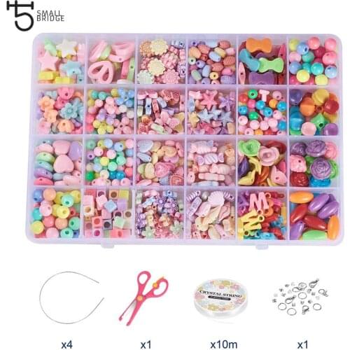 Diy Acrylic Beads Kits for Jewelry Making Craft Beads for Kids Girls Diy bracelet necklace Colorful Girls Beads Set