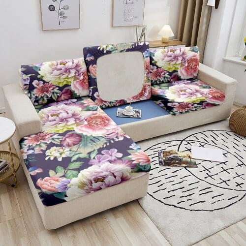 Flower Print Elastic Sofa Seat Cushion Cover Stretch Slipcovers for Living Room Corner Couch Cover Sectional Armchair Cover