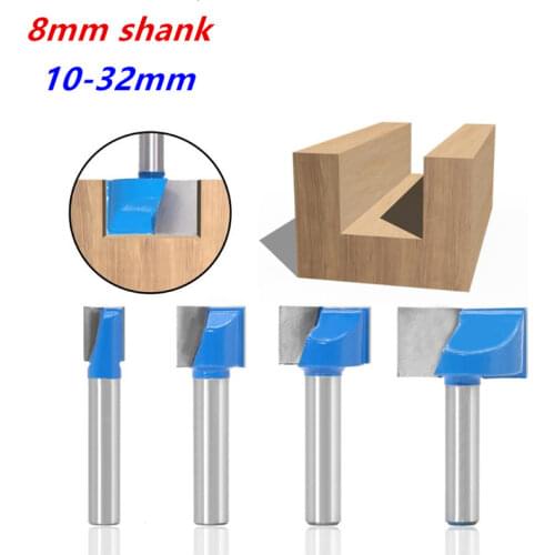 8mm Shank Surface Planing Bottom Cleaning Wood Milling CNC Cutter Engraving Knife Router Bit Woodworking Tools 10-32mm