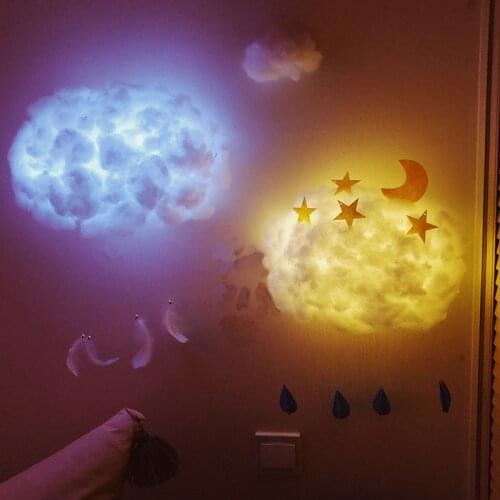 DIY Cotton Cloud Light Creative Handmade Cloud Lamp Floating Clouds Night Light for Baby Kids Bedroom Decoration Party Gift