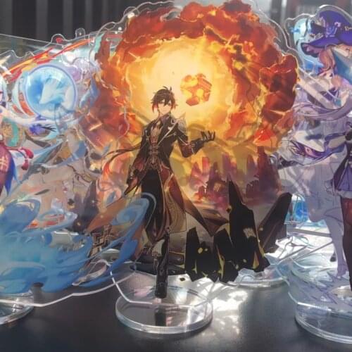 Game Genshin Impact Albedo Zhongli Diluc Ragnvindr Gan Yu Large Acrylic Stand Figure Model Cartoon Desk Decor Cosplay Xmas Gifts