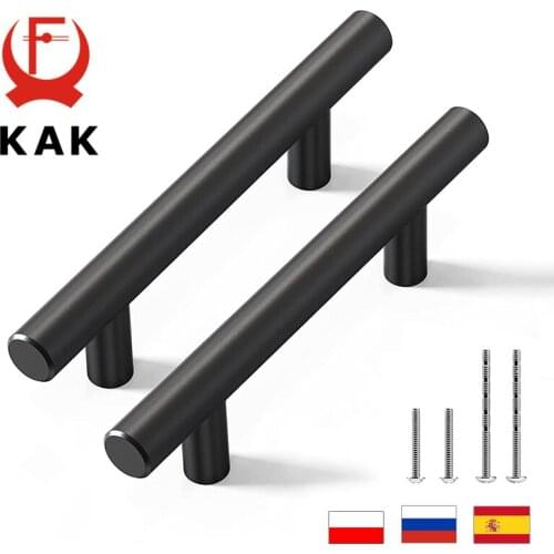 KAK 20pcs Kitchen Handles Black Gold Silver Stainless Steel T Bar Pulls 96mm Cabinet Knobs and Handles Furniture Handle Hardware