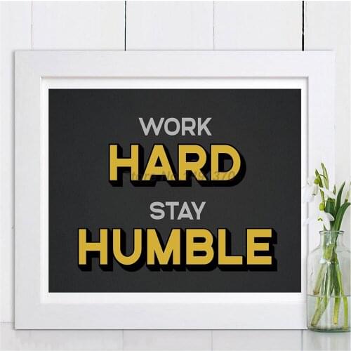 Work Hard Stay Humble Success Motivational Quote Office Room Canvas Painting Oil Print Poster Wall Art Picture For Living Room