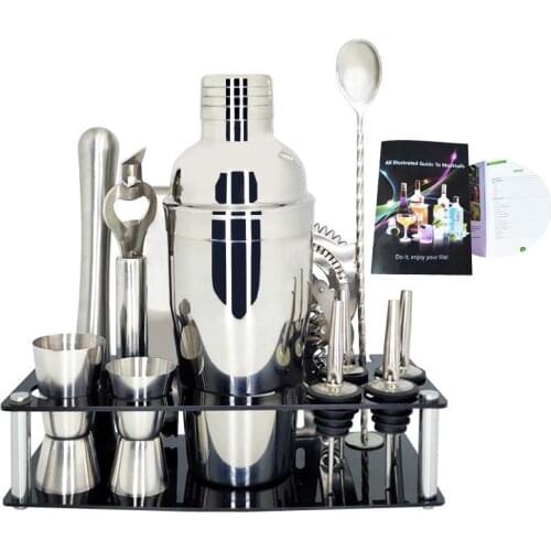 AREYOUCAN 1-13 Piece Cocktail Set Home 750ML/550ML Cocktail Shakers Bar Accessories With Wine Rack Stand Cocktail Recipe