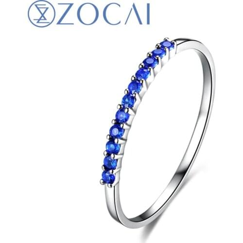 ZOCAI Brand Sapphire ring real natural genuine sapphire 0.14 CT ring 18K white gold gift ring W02308