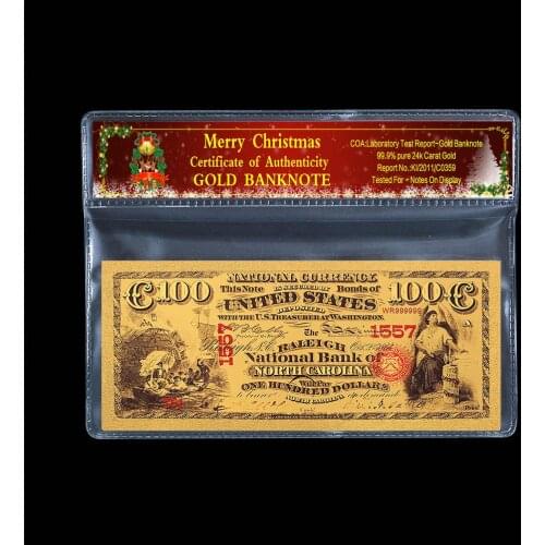 Collection Commemorative Coin 1557 US 100 US Dollar Banknote 24k Gold Gold Plated Christmas Plastic Frame Paper Gift 2pc / Batch