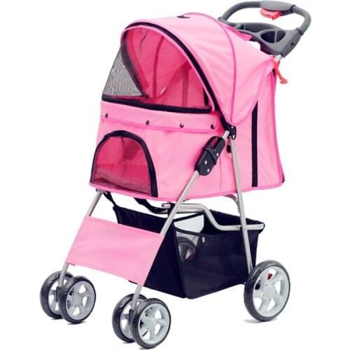 Transportin Perro Dog Strollers Confidence Deluxe Folding Four Wheel Pet Stroller Travel Carrier Front And Rear Entry Dog