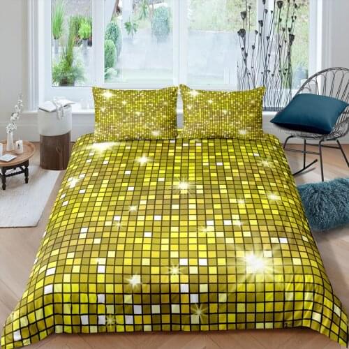Yellow Bright Squares Printed 3D Bedding Set Duvet Cover Pillowcase Single Twin Queen Double King Full Size 2/3Pcs Home Textiles