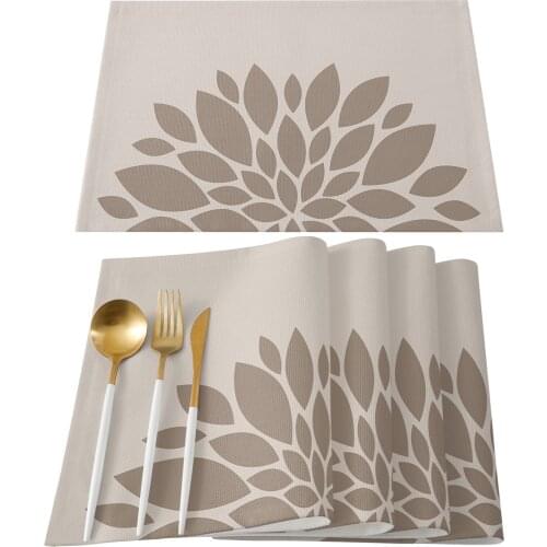 Flower Dahlia Brown Simple Table Mats for Dining Table Kitchen Table Coaster Accessories Modern Home Decor car coaster