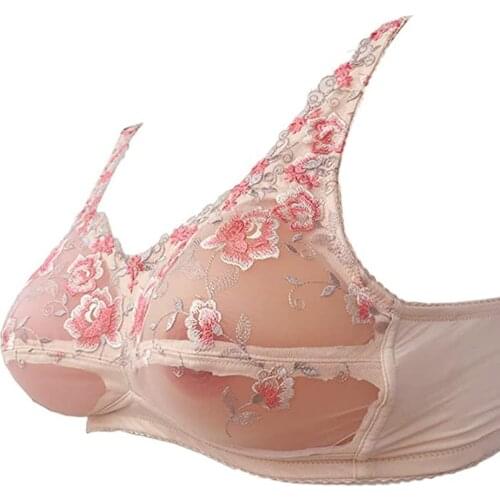 Ajusen Lace See Through Bra Mastectomy Bra Pocket Bra for Silicone Breast Forms for Crossdresser Cosplay