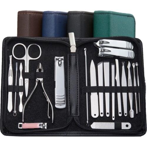 Manicure Nail Clipper Cutter Set Household Stainless Steel Ear Spoon Nail Clippers Manicure Tool Pedicure Nail Scissors 20 Pcs