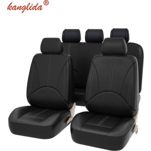 KANGLIDA PU Leather Car Cover Seat Set Universal Seat Covers Automotive Seat Covers Waterproof Black Color