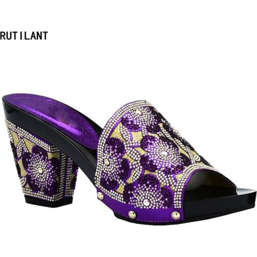 Latest Design Women Shoes Slip on Shoes for Women Summer High Heeled for Party Rhinestone Wedding Shoes Women Luxury 2018