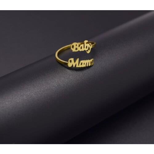 New European and American jewelry sales retro letters Baby Mama ring female personality simple ring