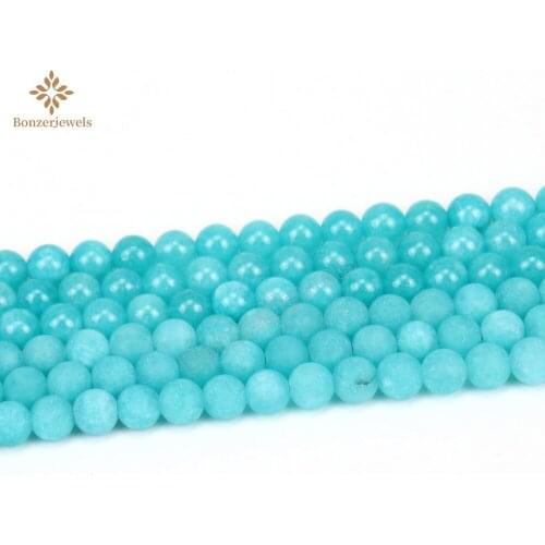 Wholesale Natural Stone Matte Frosted Blue Amazonite Jades Beads 6MM 8MM 10MM For Jewelry Making Diy women Bracelet Necklace