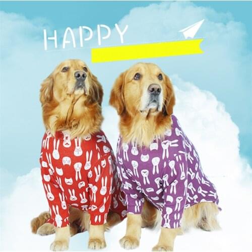 Golden Retriever Dog Coat for Large Dogs Spring Pet Dog Clothes Soft Cotton Overalls Pet Jumpsuit Rabbit Printing Abrigo Perro