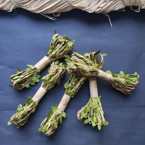 3M leaf braided hemp rope colorful rattan gift linen ribbon DIY retro wedding birthday bouquet decoration Sen tied hemp rope