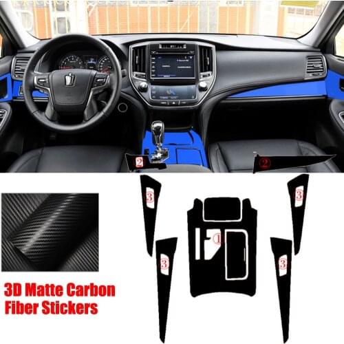 Full Set Interior Matte Carbon Fiber Center Console Durable Wrap Protector Vinyl Decoration Sticker For Toyota Crown 2015-2019
