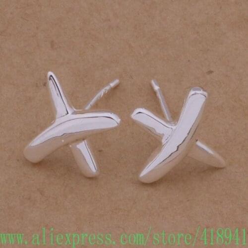 Silver Plated earrings , Silver Plated fashion jewelry , X shape /eiiamzpa bjkakara AE332