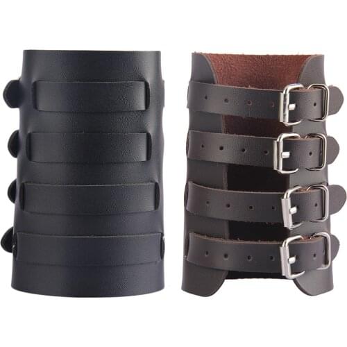 Steampunk Arm Bracer Durable PU Leather Wristband Arm Guards Gauntlet Cuff Medieval Bracers Women Men Adjustable Arm Protector