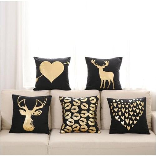 Drop Ship Bronzing Cushion Cover Gold Printed Pillow Cover Super Soft Velvet Decorative Pillow Case Sofa Seat Car Pillowcase