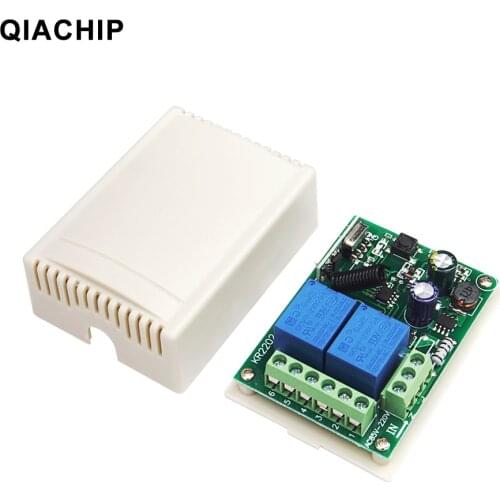 QIACHIP 433Mhz Universal Wireless Remote Control Switch AC 85V 110V 220V 2CH Relay Receiver Learning Code Light Smart Module DIY
