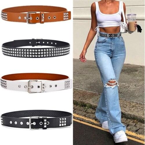 Pyramid Rivet Belt Punk Unisex Belt Hardware Jeans Belt Luxury Designer Belts Women High Quality Chain Belt