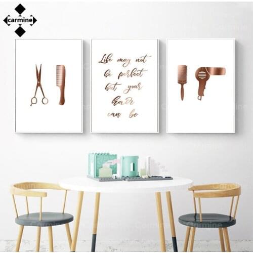 Pink Nordic Hair Salon Decor Hair Posters and Prints Hairstylist Hairdresser Quotes Wall Art Canvas Painting Pictures Decoration