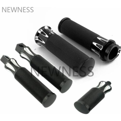 25mm 1"Handle Grips Footpegs Shifter Nail Peg Black Handlebar Grip for Harley Sportster 883 1200 XL XR VRSC Softail Touring Dyna