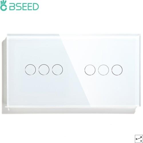 Bseed Brand 6 Gang 1 Way Touch Switch EU Standard Touch Sensor Switch Black White Golden With Glass Alloy Panel Home Improvement