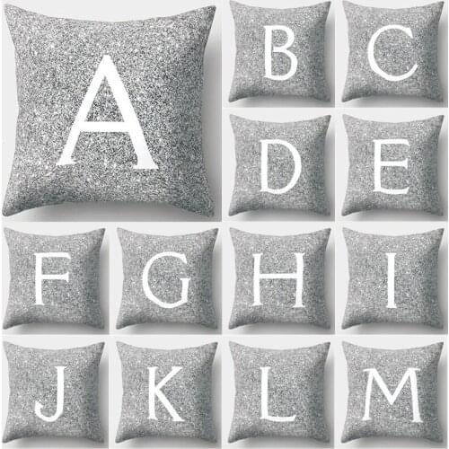 Grey Cushion Cover with Letters Printing Polyester Throw Pillowcase Home Decoration 45*45cm Cojines Decorativos Para Sofa
